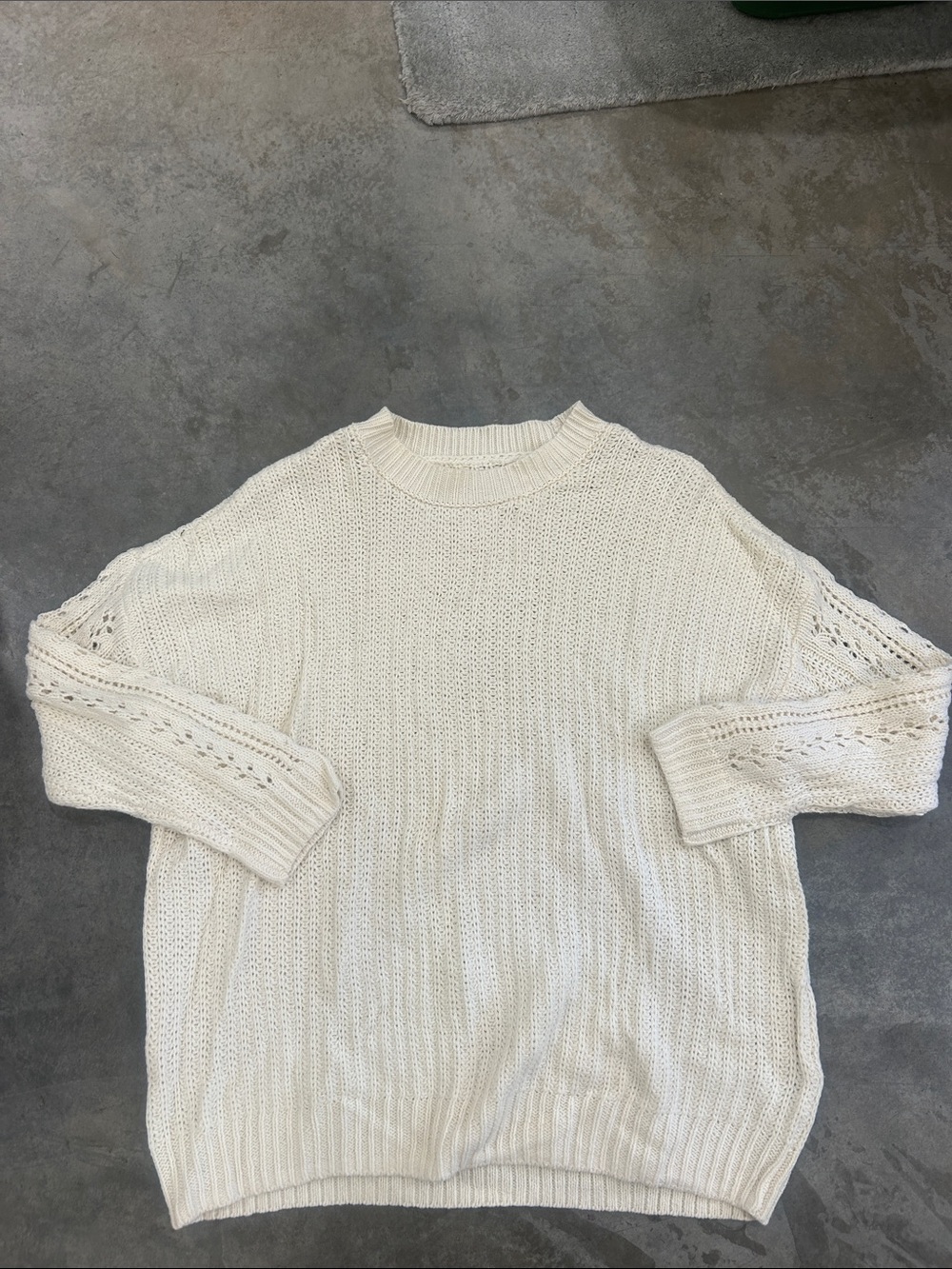 Cream Knit Pullover Sweater - Women's Cozy Long Sleeve